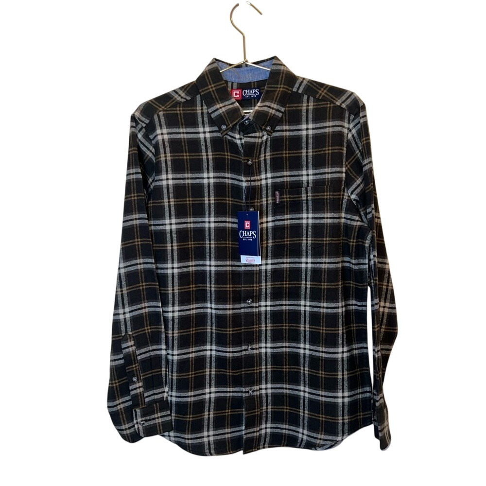 Chaps Plaid Flannel Button-Down Shirt Men's Small NWT $65 Retail